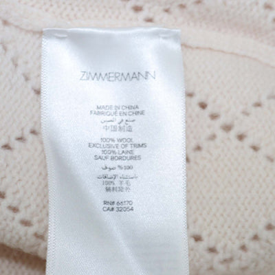 Zimmermann Light Beige Wool Pointelle Knit Cardigan