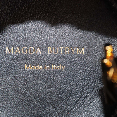 Magda Butrym Black Satin Micro Pearl Magda Evening Bag