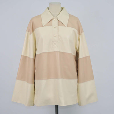 Nanushka Beige, Cream Faux Leather Patchwork Mini Dress
