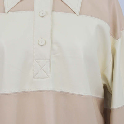 Nanushka Beige, Cream Faux Leather Patchwork Mini Dress