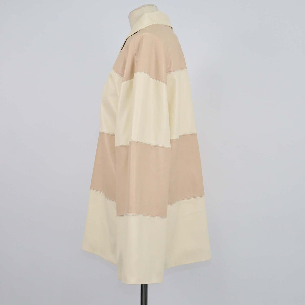 Nanushka Beige, Cream Faux Leather Patchwork Mini Dress