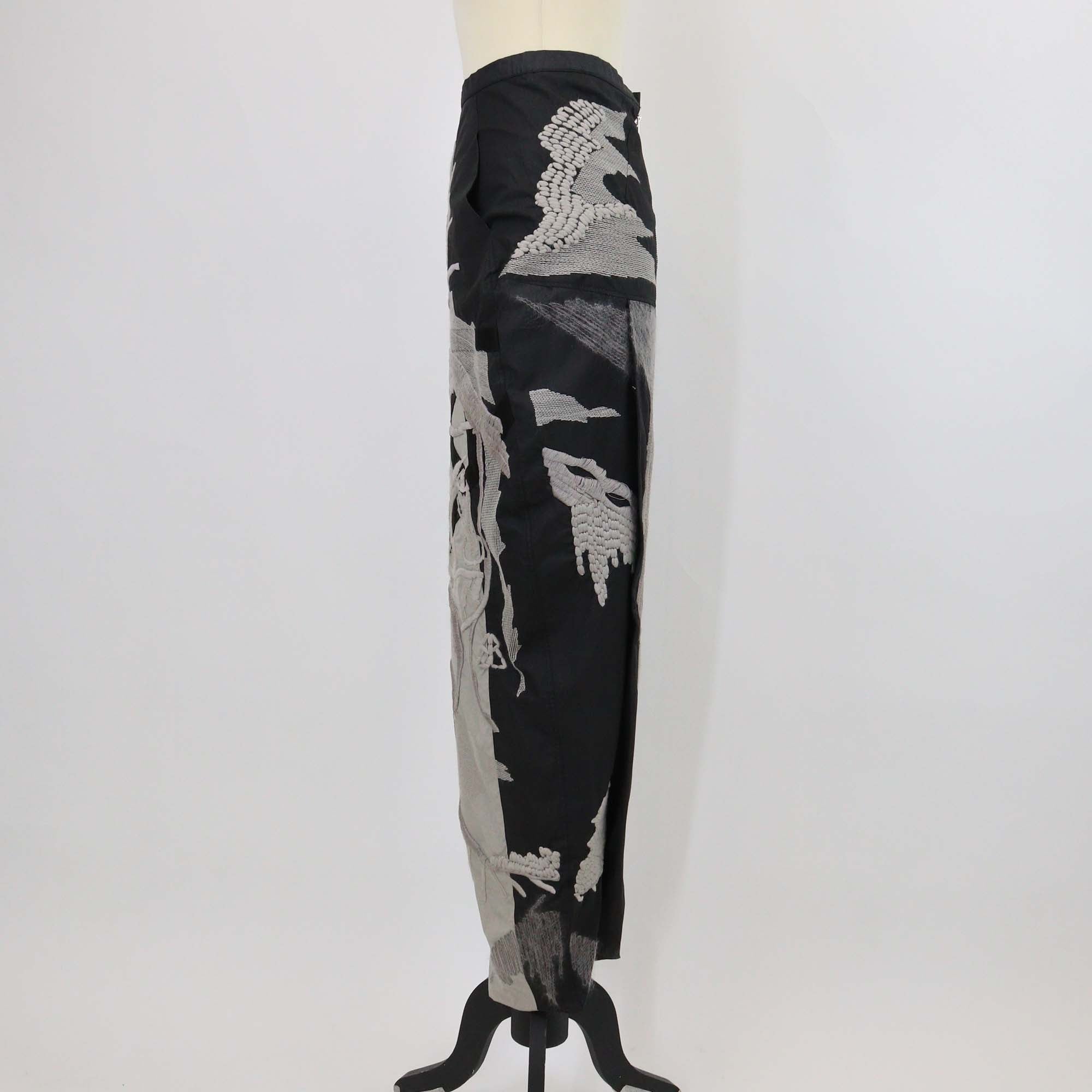 Rick Owens Black Cotton Messiah Embroidered Maxi Skirt