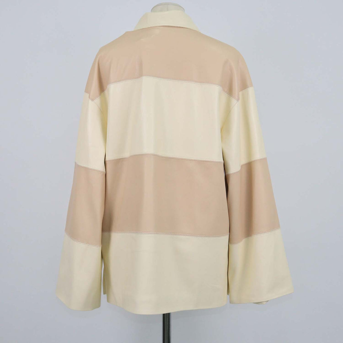 Nanushka Beige, Cream Faux Leather Patchwork Mini Dress