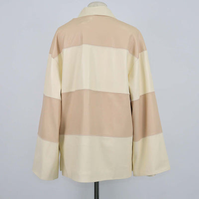 Nanushka Beige, Cream Faux Leather Patchwork Mini Dress