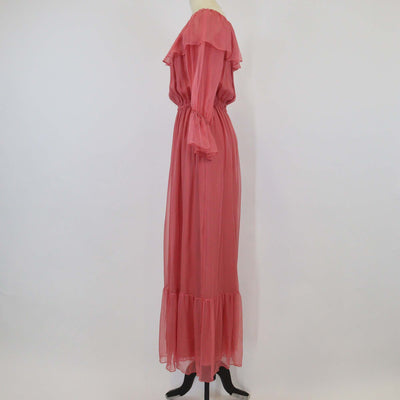 Gucci Tulip Pink Silk Chiffon Off Shoulder Maxi Dress