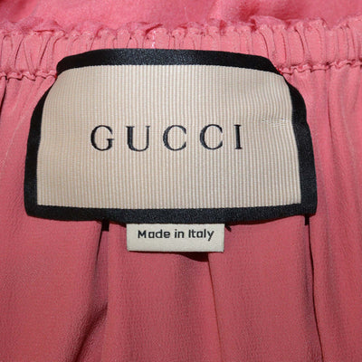 Gucci Tulip Pink Silk Chiffon Off Shoulder Maxi Dress