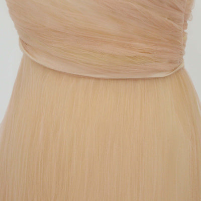 Carlos Miele Peach Nylon Sheer One Shoulder Long Dress