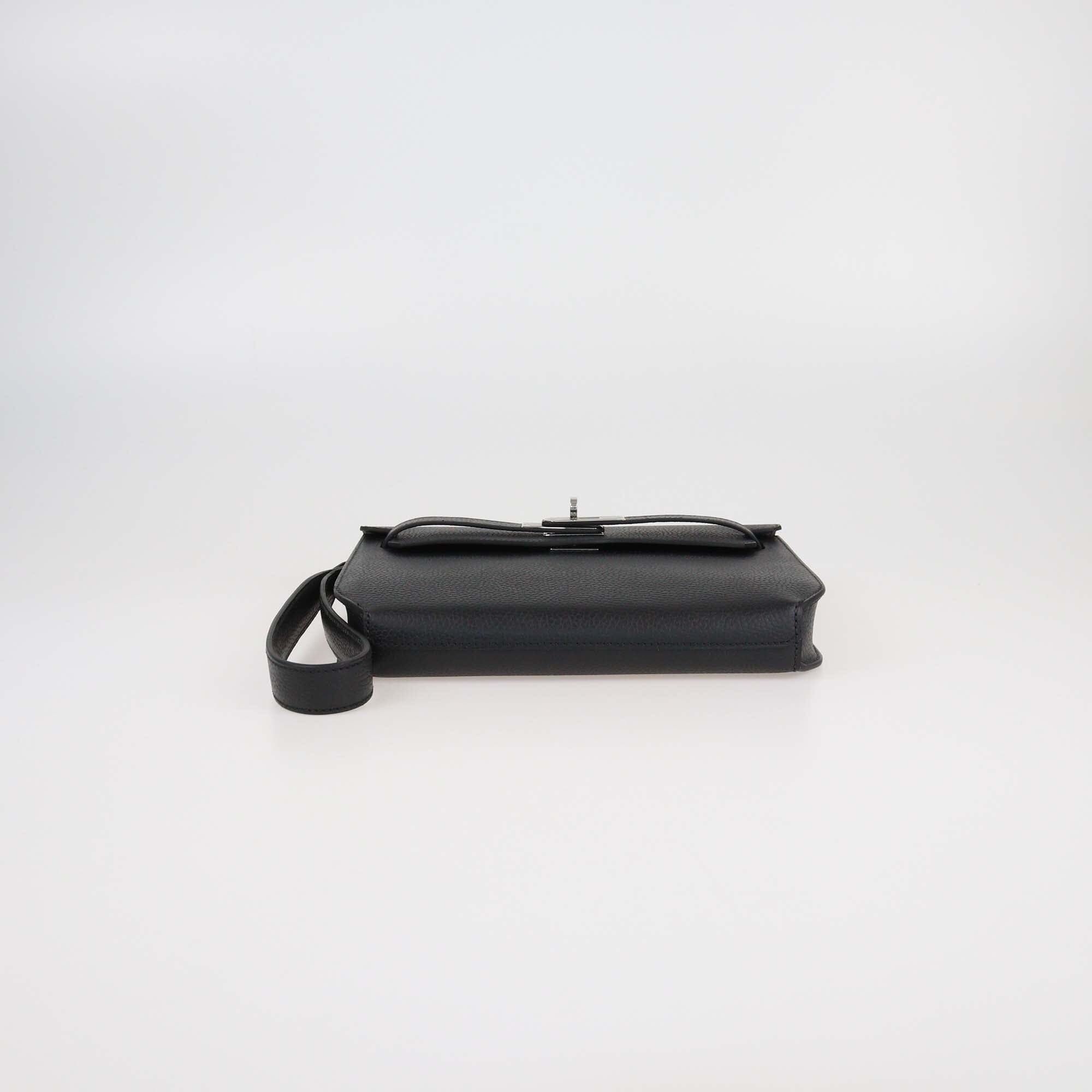 Hermes Black Togo Leather Kelly Depeches 25 Pouch Womens Hermes 
