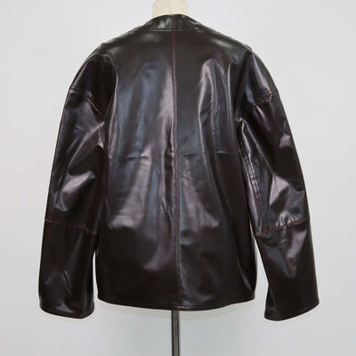 Nanushka Brown Faux Leather Edee Jacket