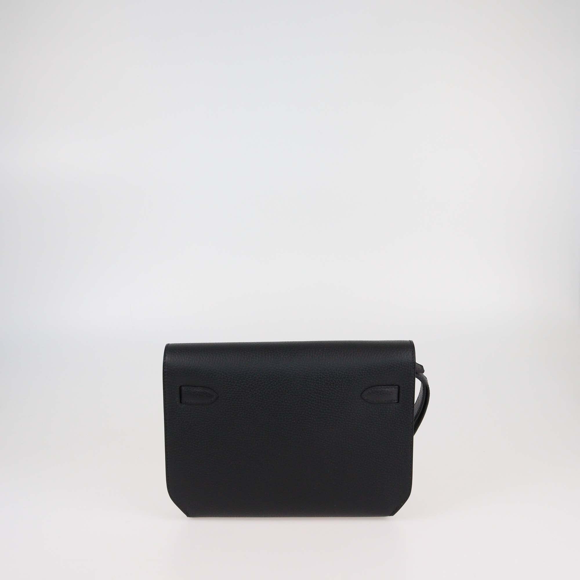 Hermes Black Togo Leather Kelly Depeches 25 Pouch Womens Hermes 