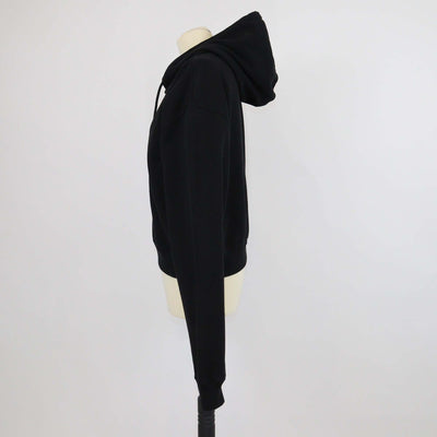 Off-White Black Cotton Logo Print Cropped Hoodie