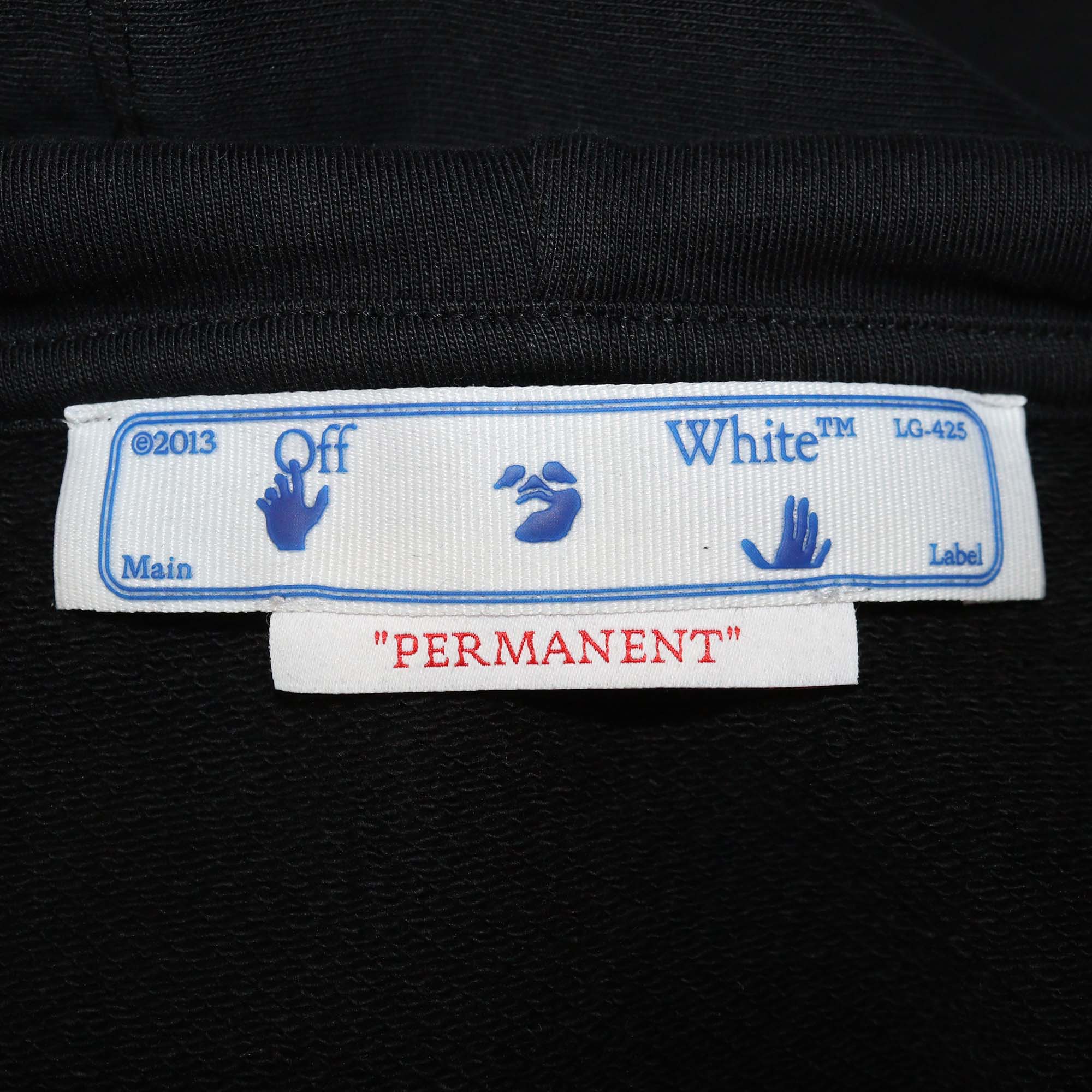 Off-White Black Cotton Logo Print Cropped Hoodie