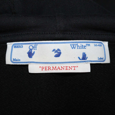 Off-White Black Cotton Logo Print Cropped Hoodie