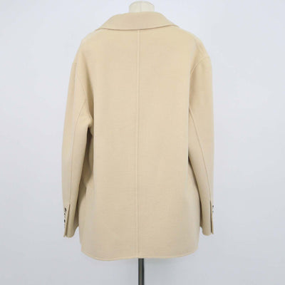 Nanushka Sea Cream Wool and Silk Boxy Oversized Blazer