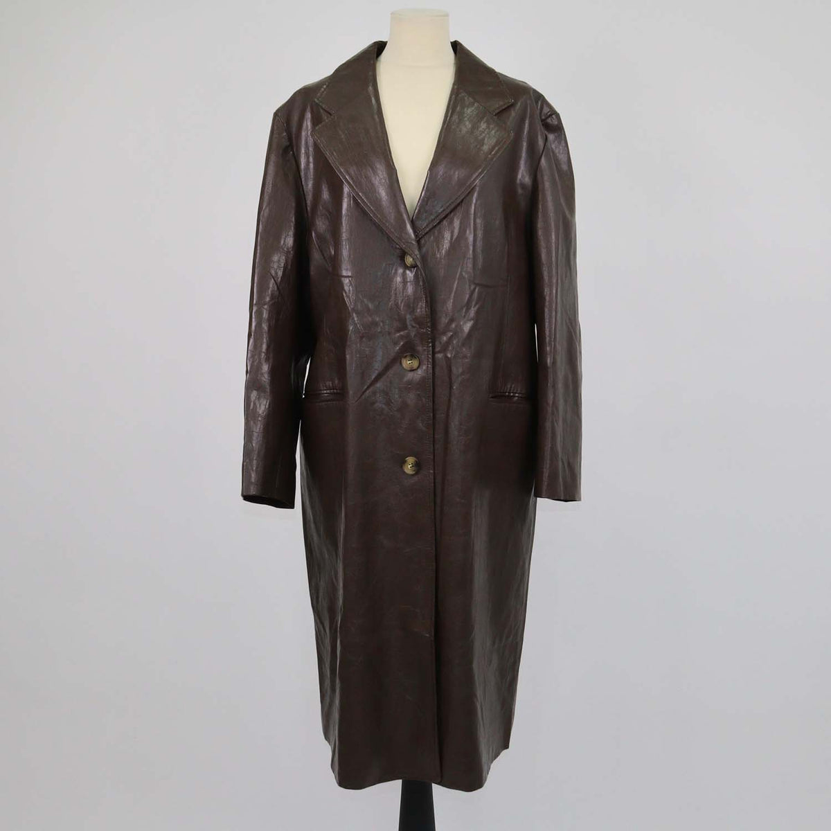 Rejina Pyo Brown Faux Leather Long Coat