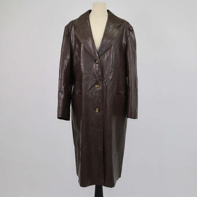 Rejina Pyo Brown Faux Leather Long Coat