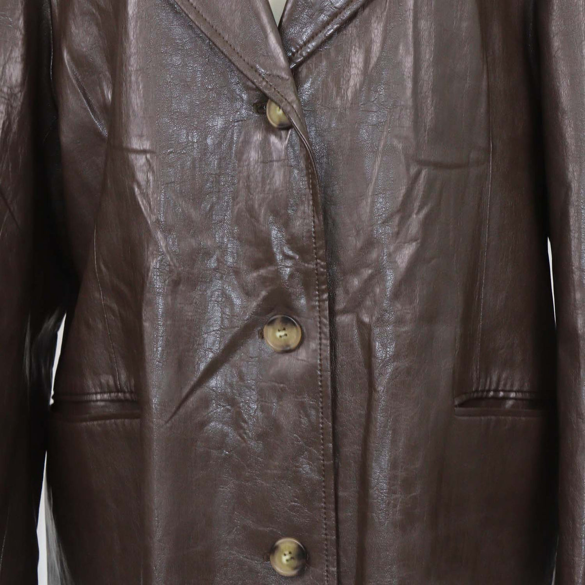 Rejina Pyo Brown Faux Leather Long Coat