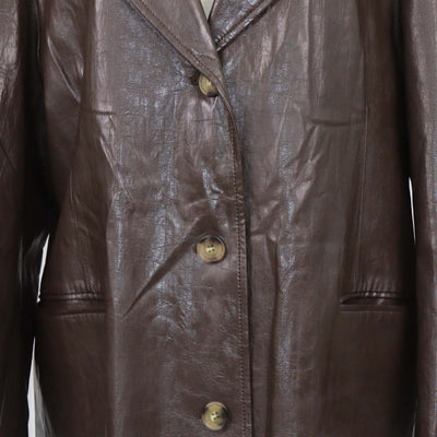 Rejina Pyo Brown Faux Leather Long Coat