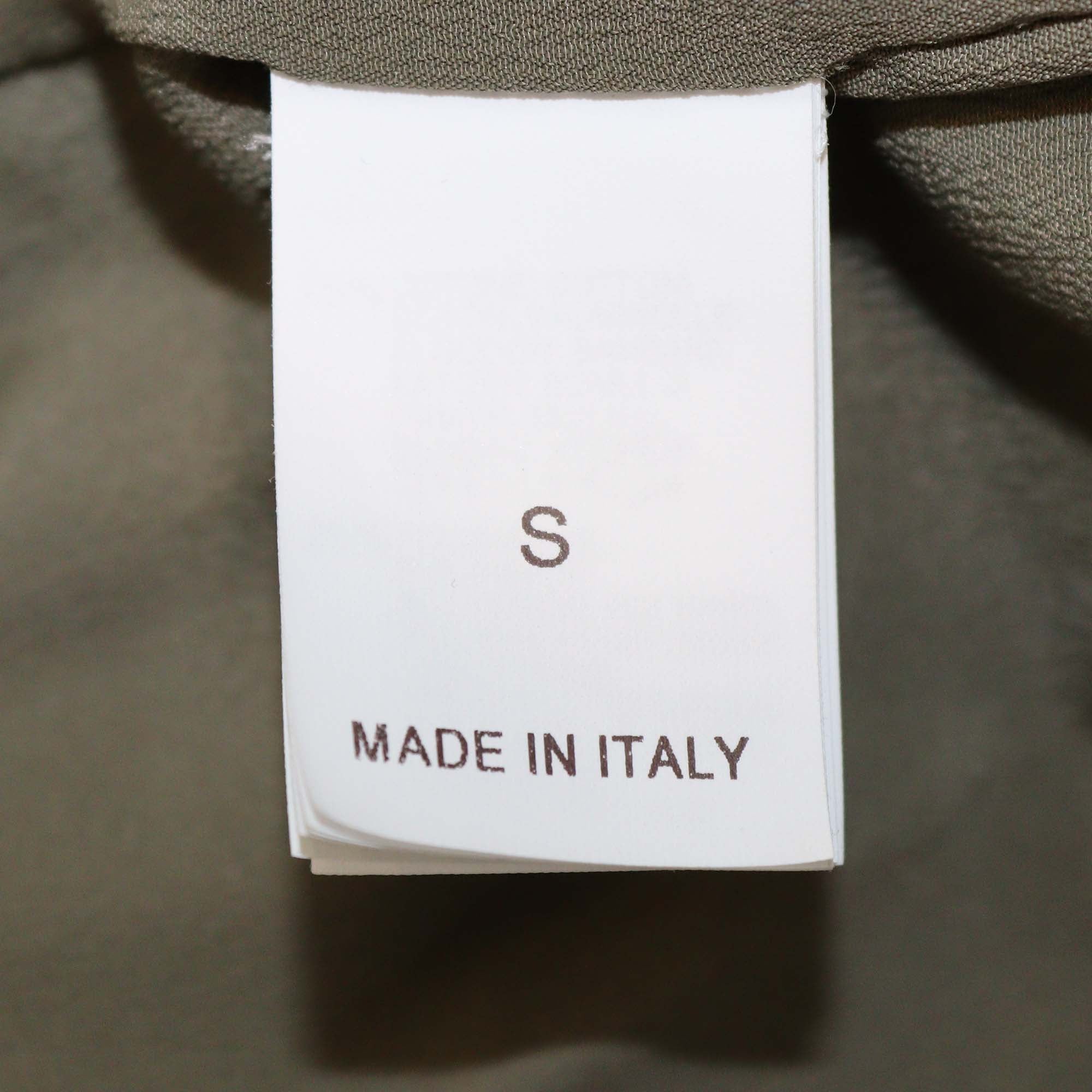 Brunello Cucinelli Army Green Cotton Beaded Balloon Crop Top