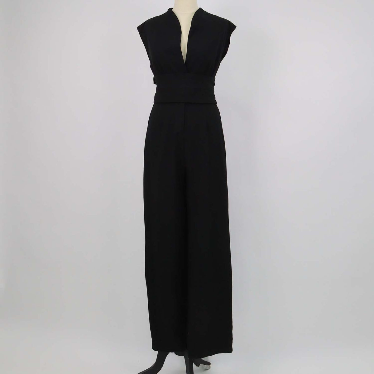 Odd Muse Black Sleeveless Belted Jumpsuit