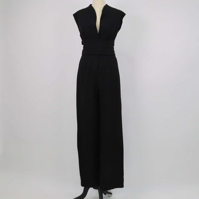 Odd Muse Black Sleeveless Belted Jumpsuit
