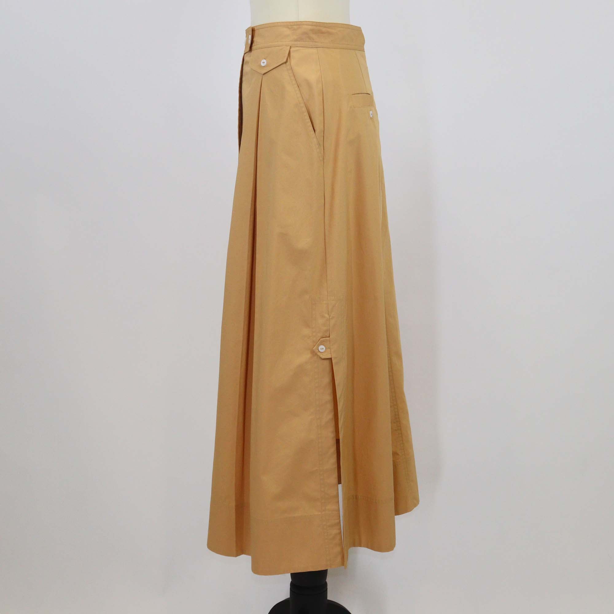 Shona Joy Light Orange Organic Cotton Kohala Pleated Midi Skirt