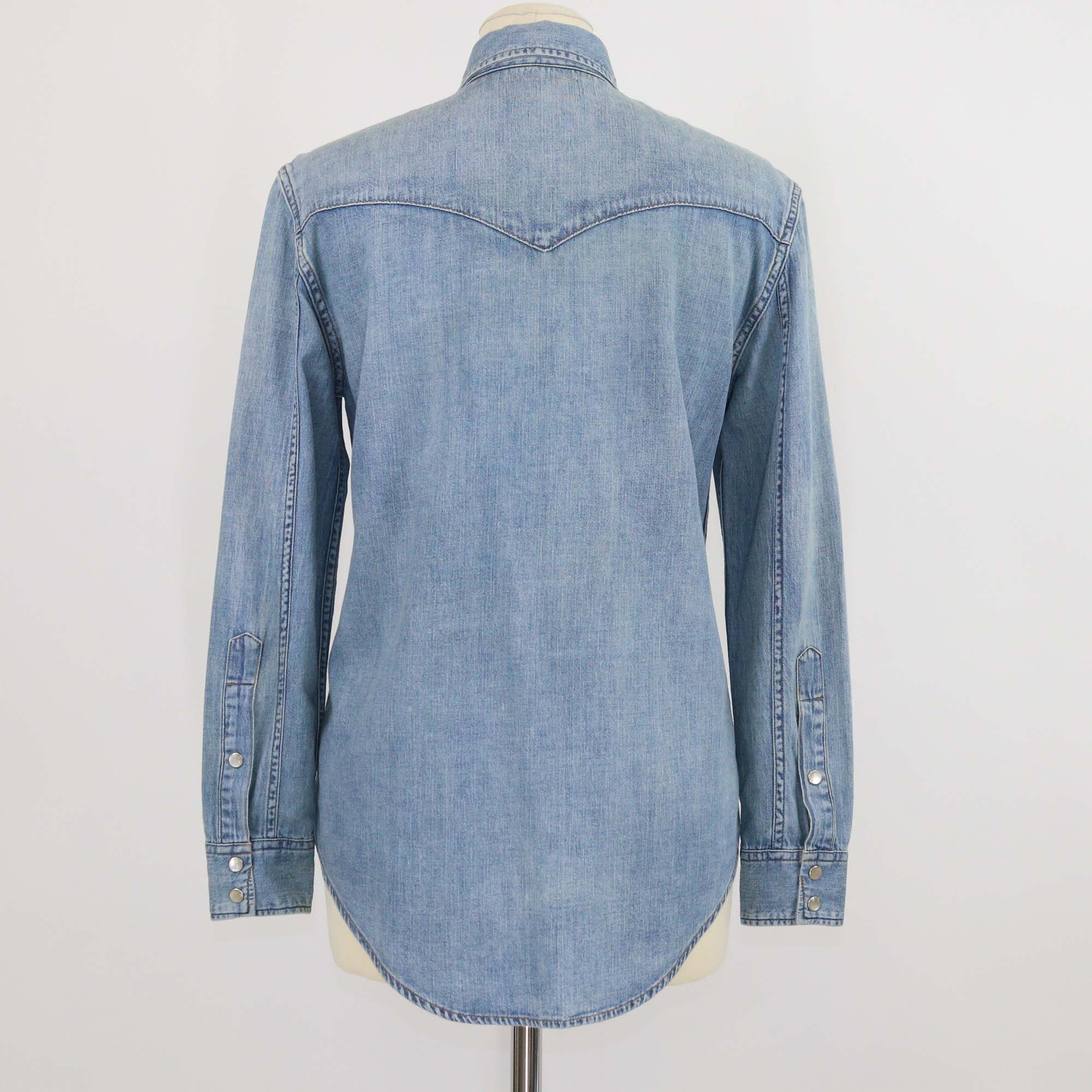 Saint Laurent Blue Washed Denim Long Sleeve Shirt