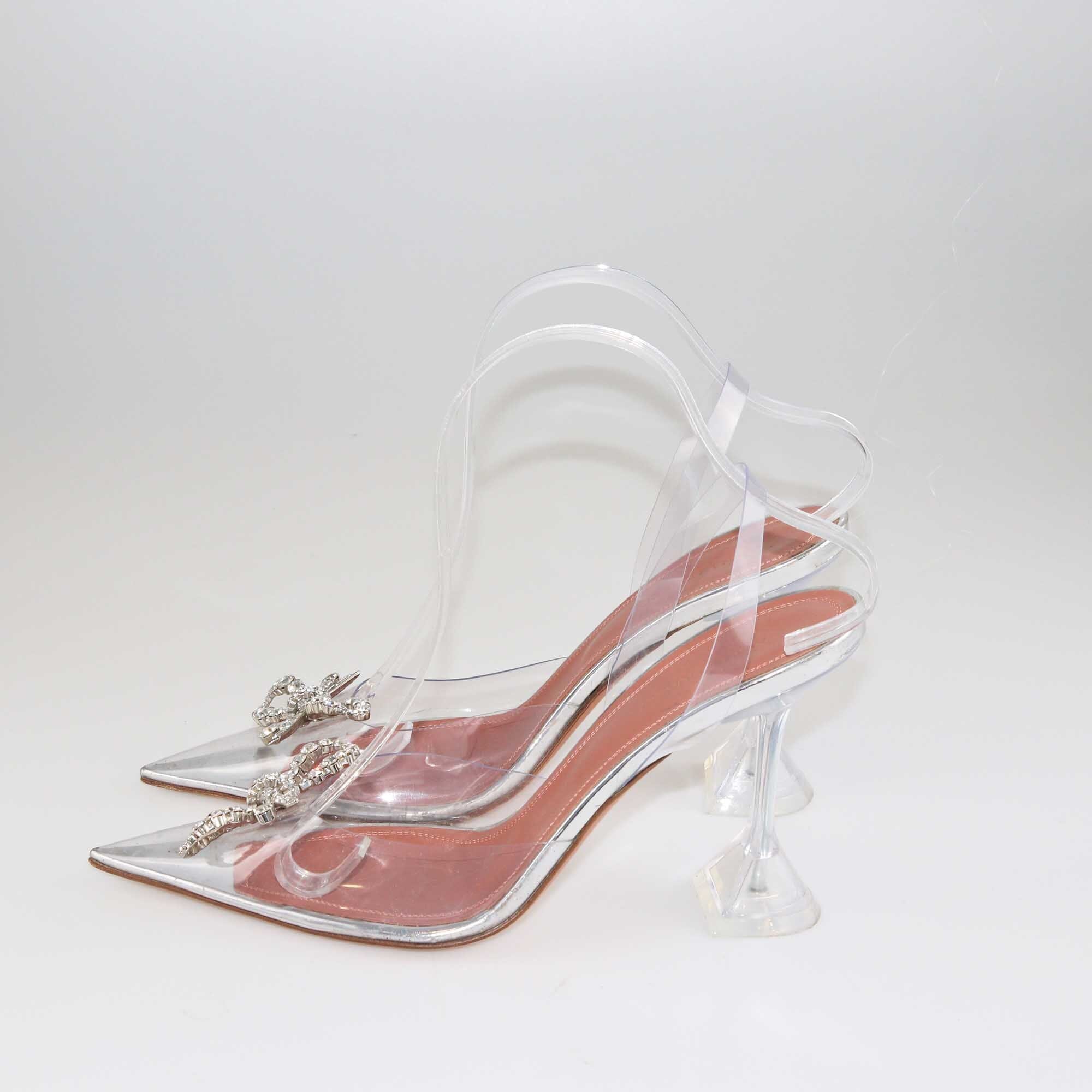 Amina Muaddi Transparent Rosie Slingback Pumps Shoes Amina Muaddi 