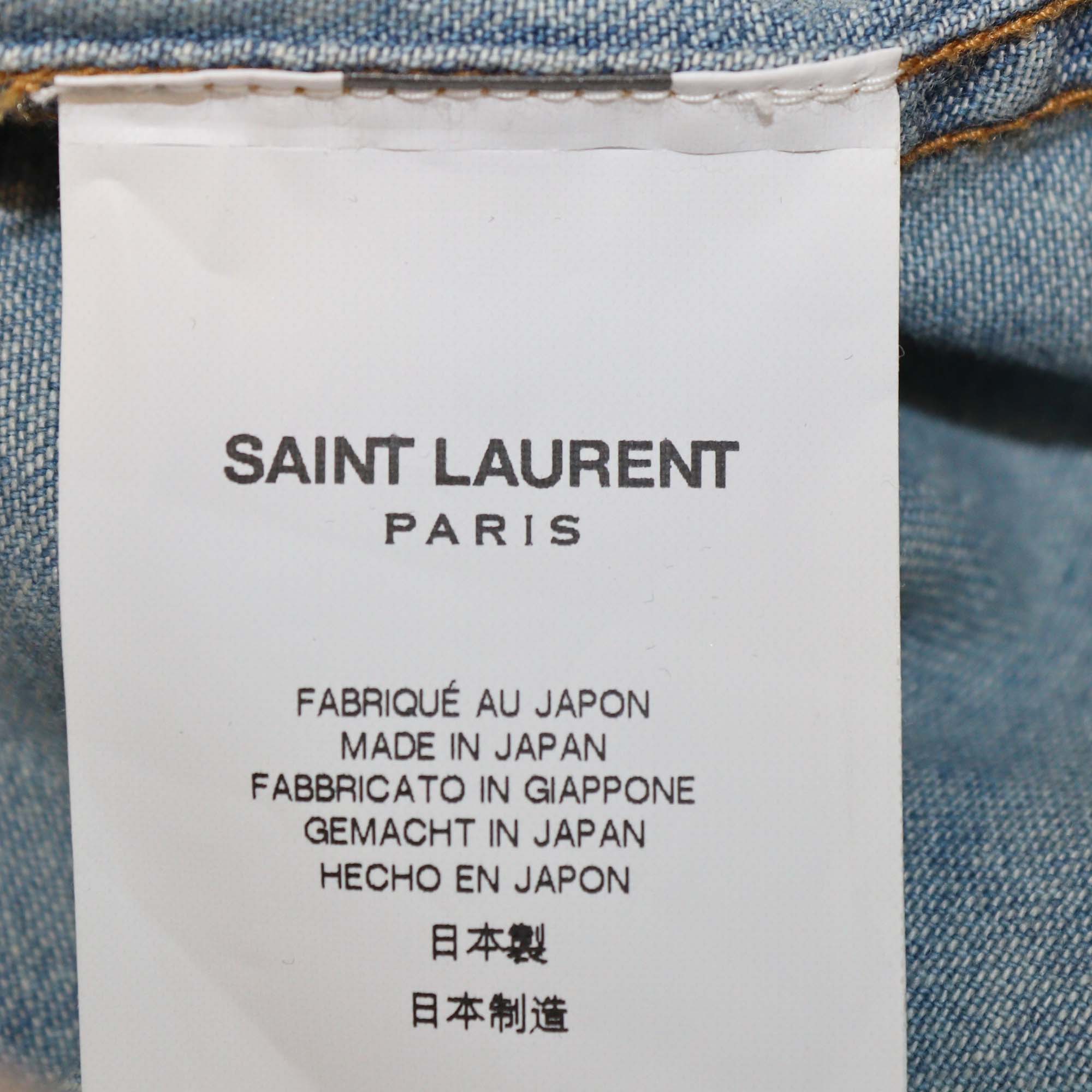 Saint Laurent Blue Washed Denim Long Sleeve Shirt