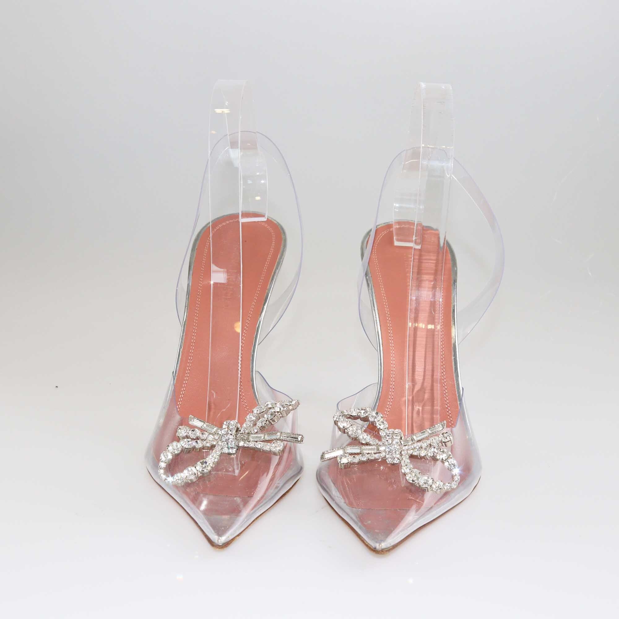 Amina Muaddi Transparent Rosie Slingback Pumps Shoes Amina Muaddi 