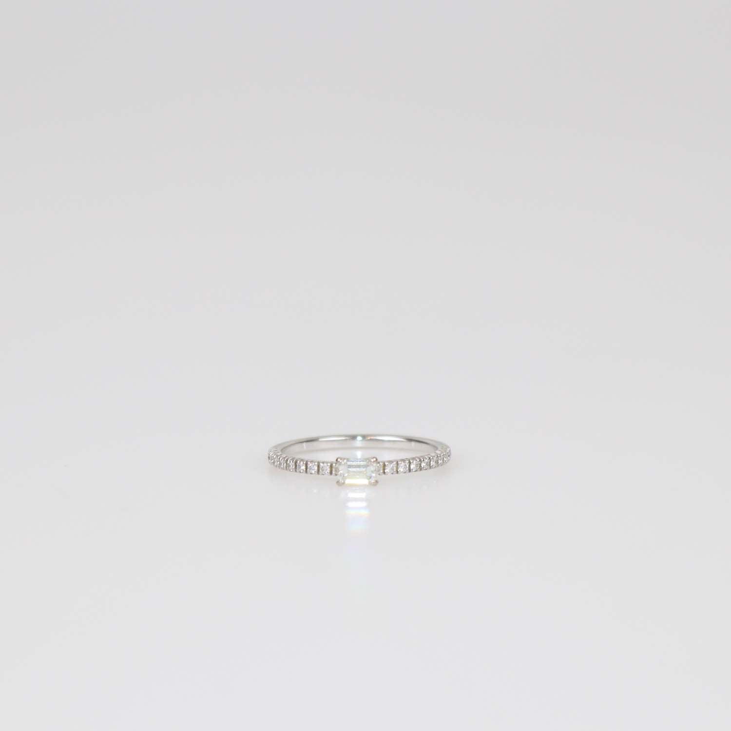 Cartier 18K White Gold Etincelle De Cartier Emerald Cut Diamond Ring Size 51