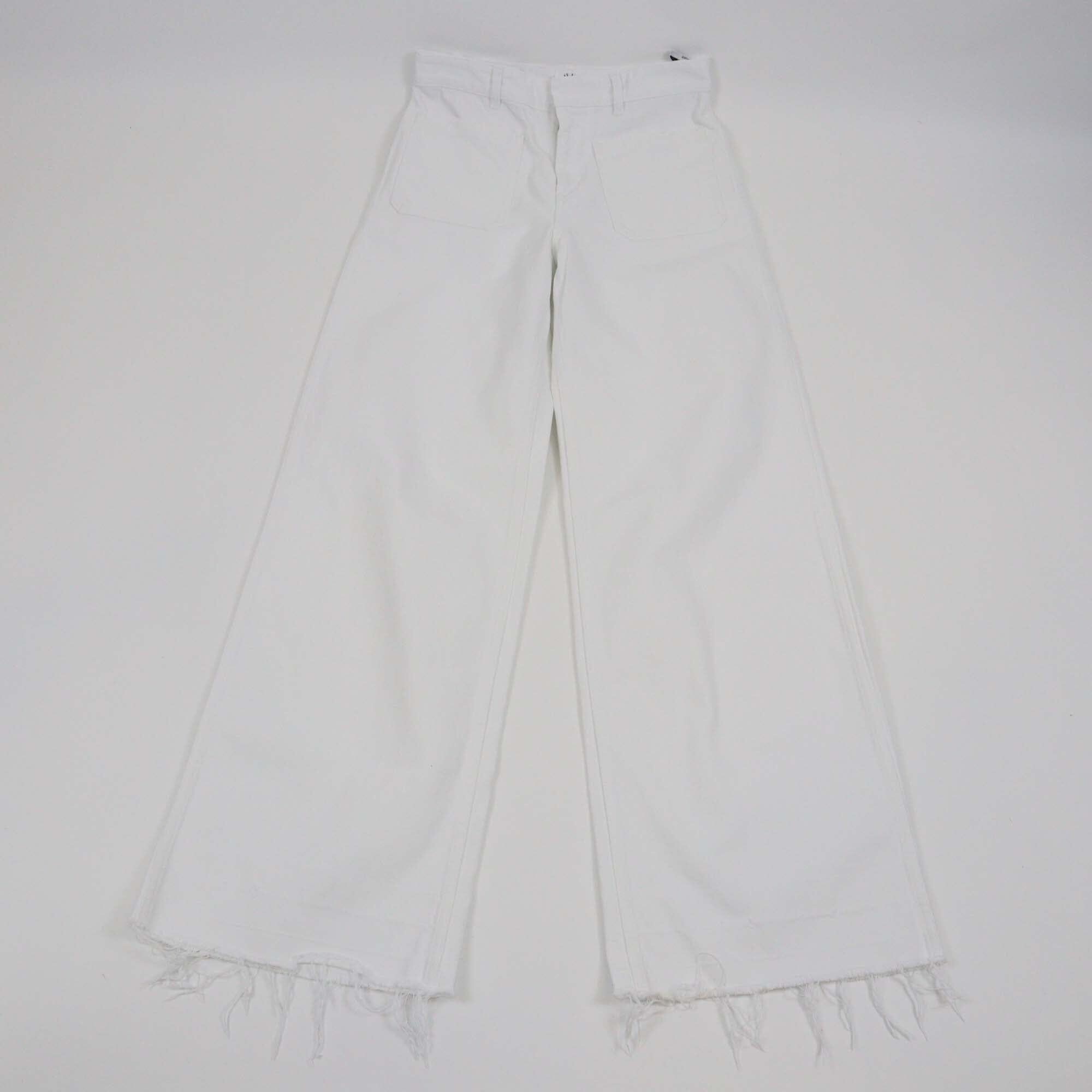 Christian Dior White Denim Frayed Edge Detail Wide Leg Jeans Womens Christian Dior 