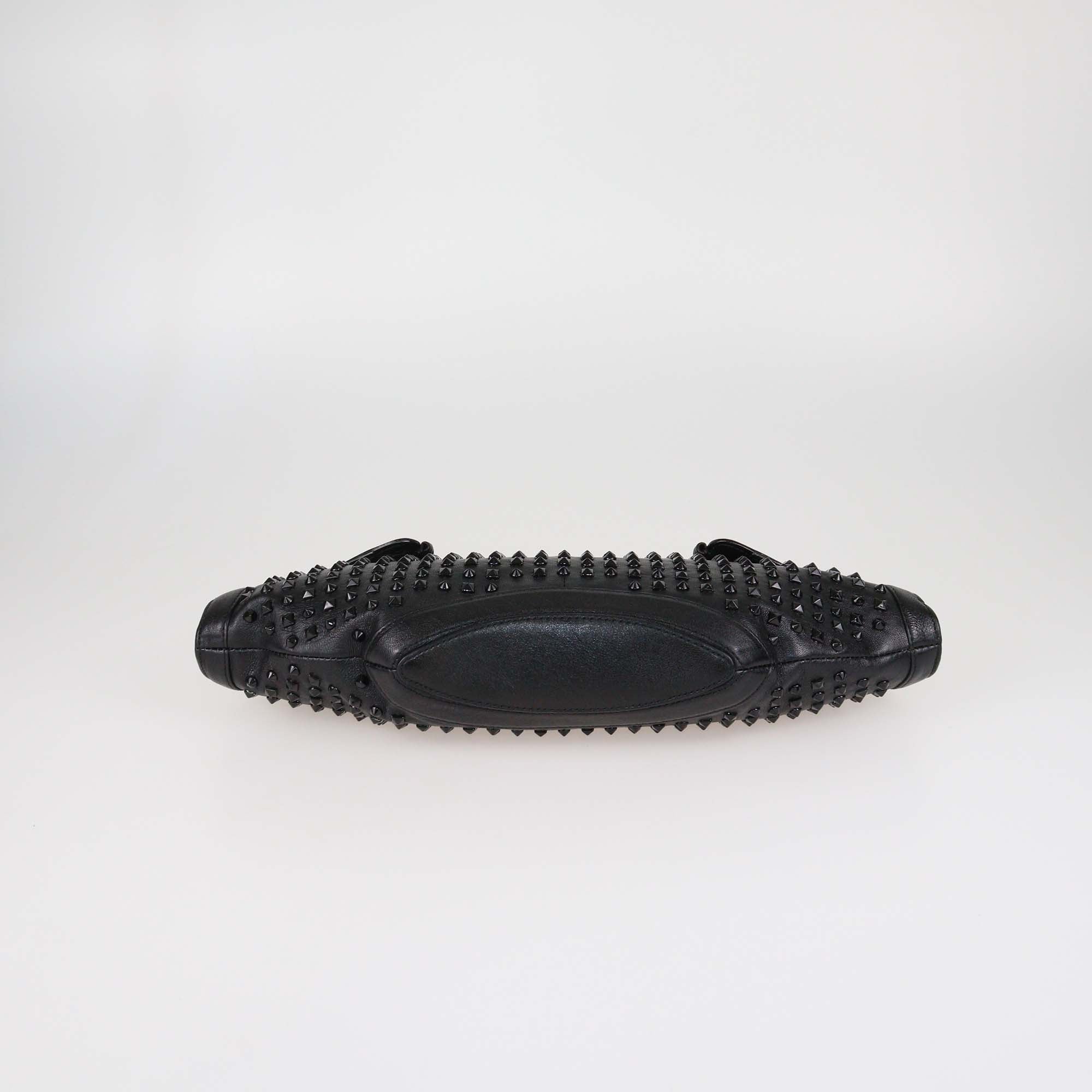 Alexander McQueen Black Leather Medium Studded De Manta Clutch