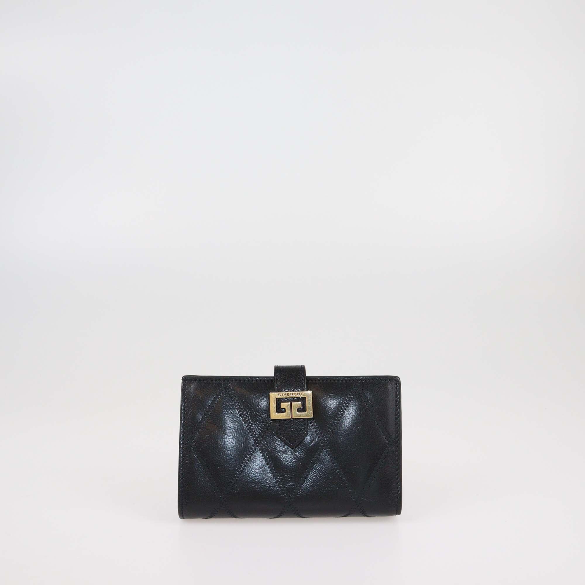 Givenchy Black Diamond Quilt Leather GV3 Wallet Womens Givenchy 
