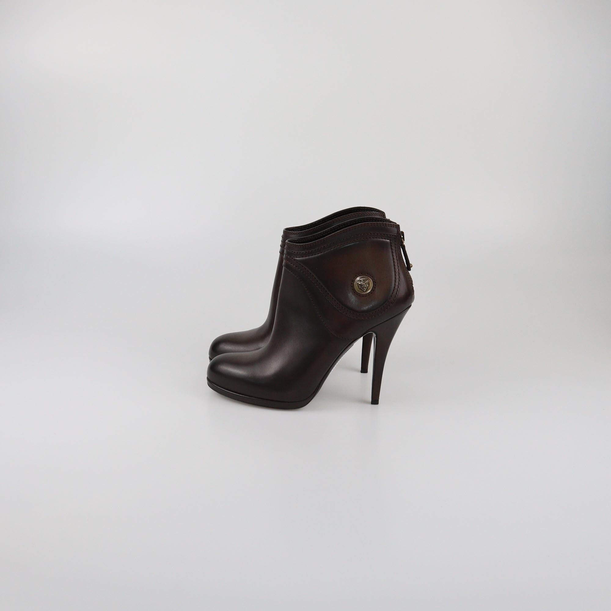 Gucci Dark Brown Hysteria Diana Booties Womens Gucci 