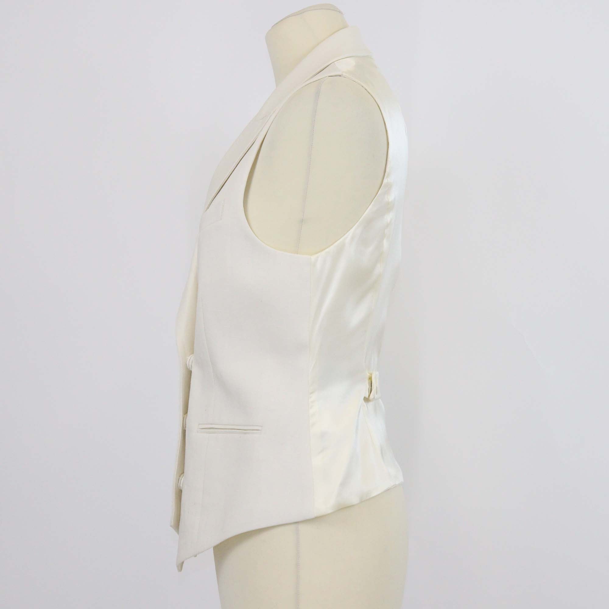 Fendi Off White Linen Silk Blend Double Breasted Vest