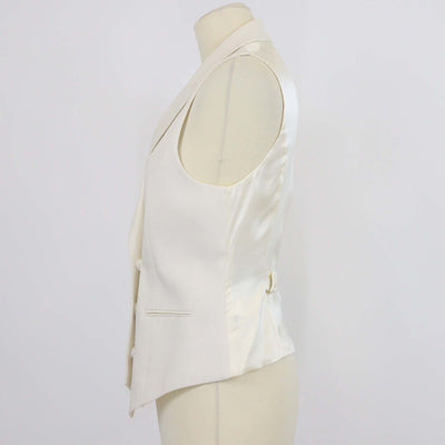 Fendi Off White Linen Silk Blend Double Breasted Vest