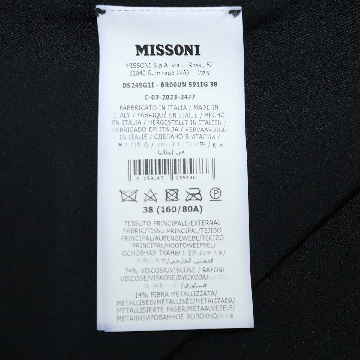 Missoni Black Viscose and Metallic Fabric Zigzag Pattern Wrap Long Sleeve Maxi Dress