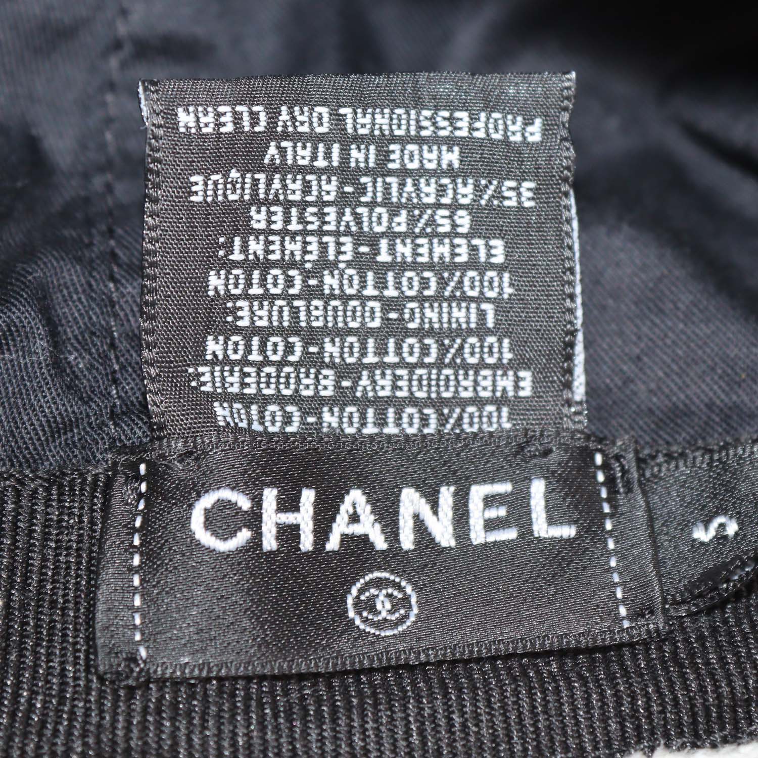 Chanel White/Black Cotton Coco Baseball Cap
