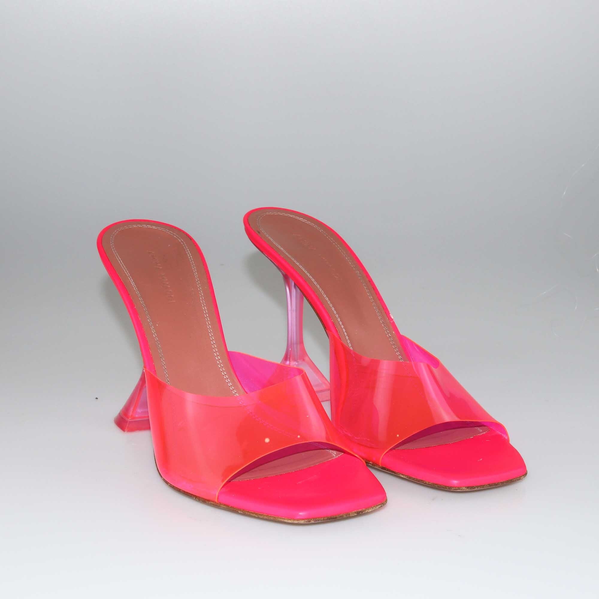 Amina Muaddi Neon Pink Lupita Mules Shoes Amina Muaddi 