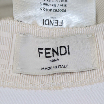 Fendi White Cotton FF Embroidered Bucket Hat