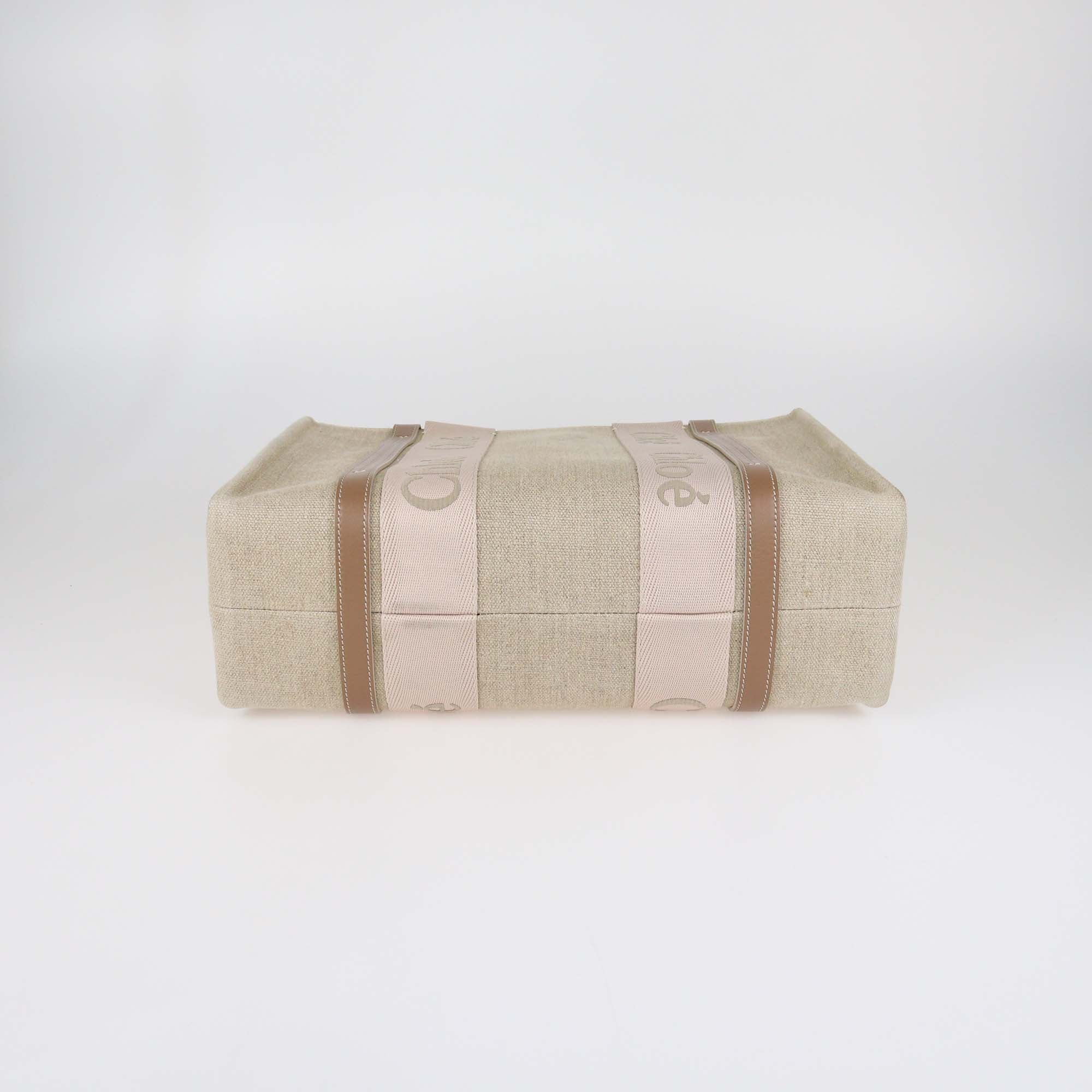 Chloe Blushy Beige Canvas Medium Woody Tote