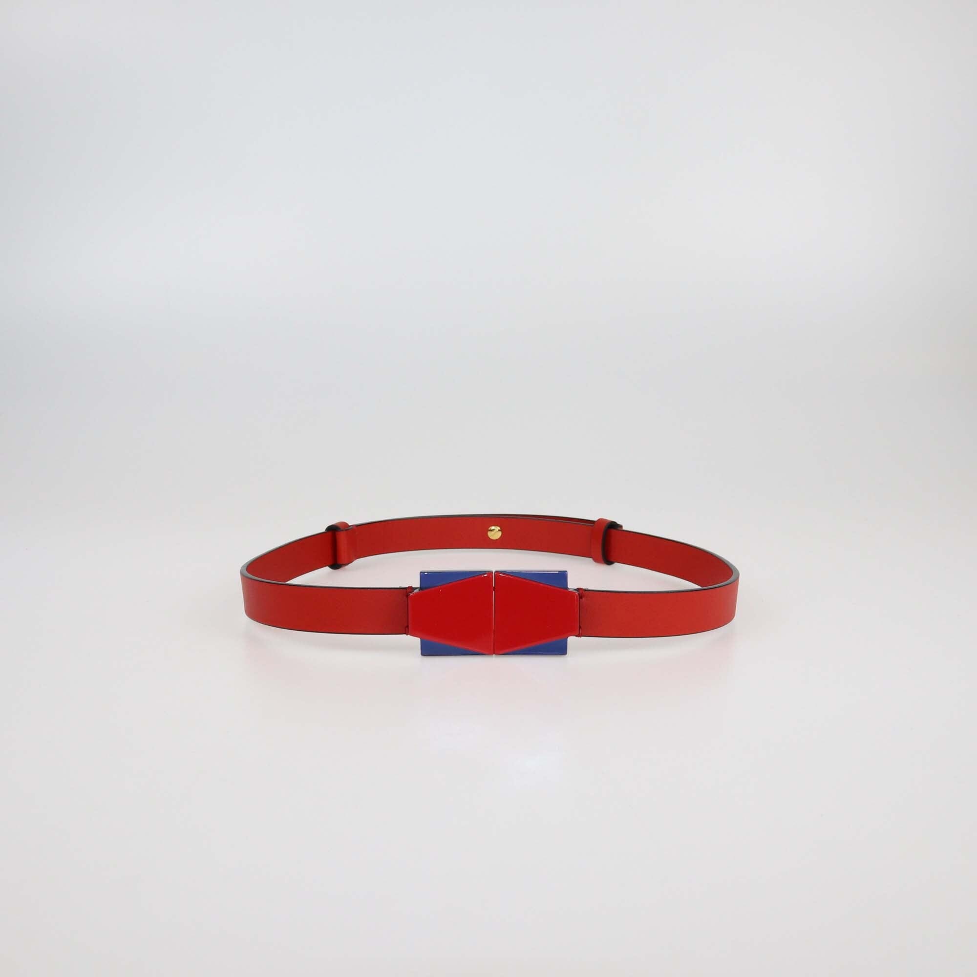 Marni Red Leather Adjustable Plexiglass Buckle Belt Womens Marni 