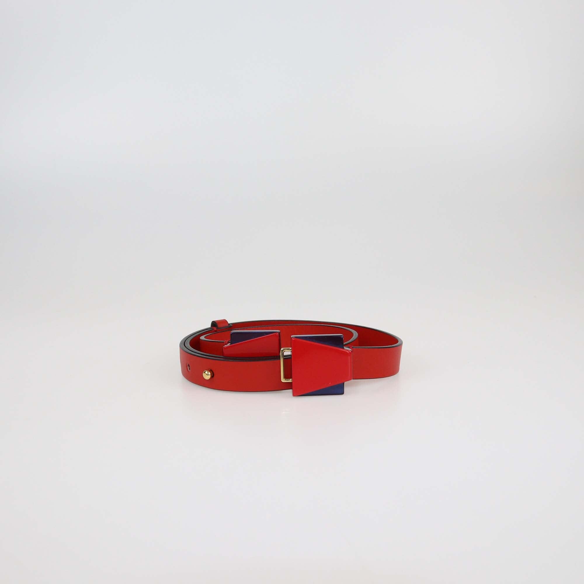 Marni Red Leather Adjustable Plexiglass Buckle Belt Womens Marni 