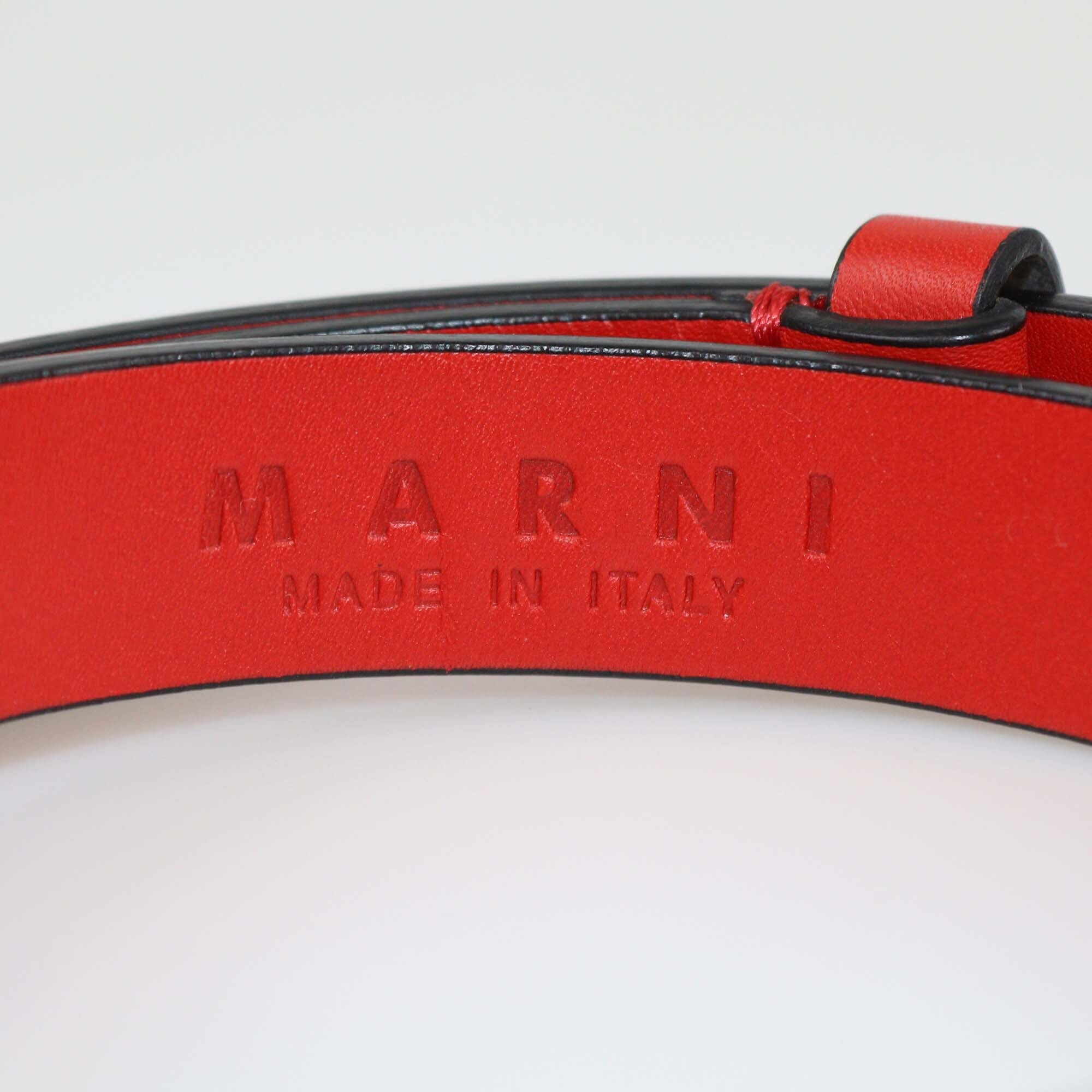 Marni Red Leather Adjustable Plexiglass Buckle Belt Womens Marni 