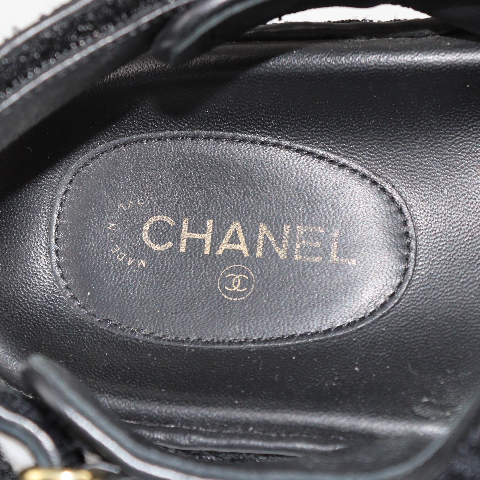 Chanel Tricolor Knitted Dad Sandals Womens Chanel 