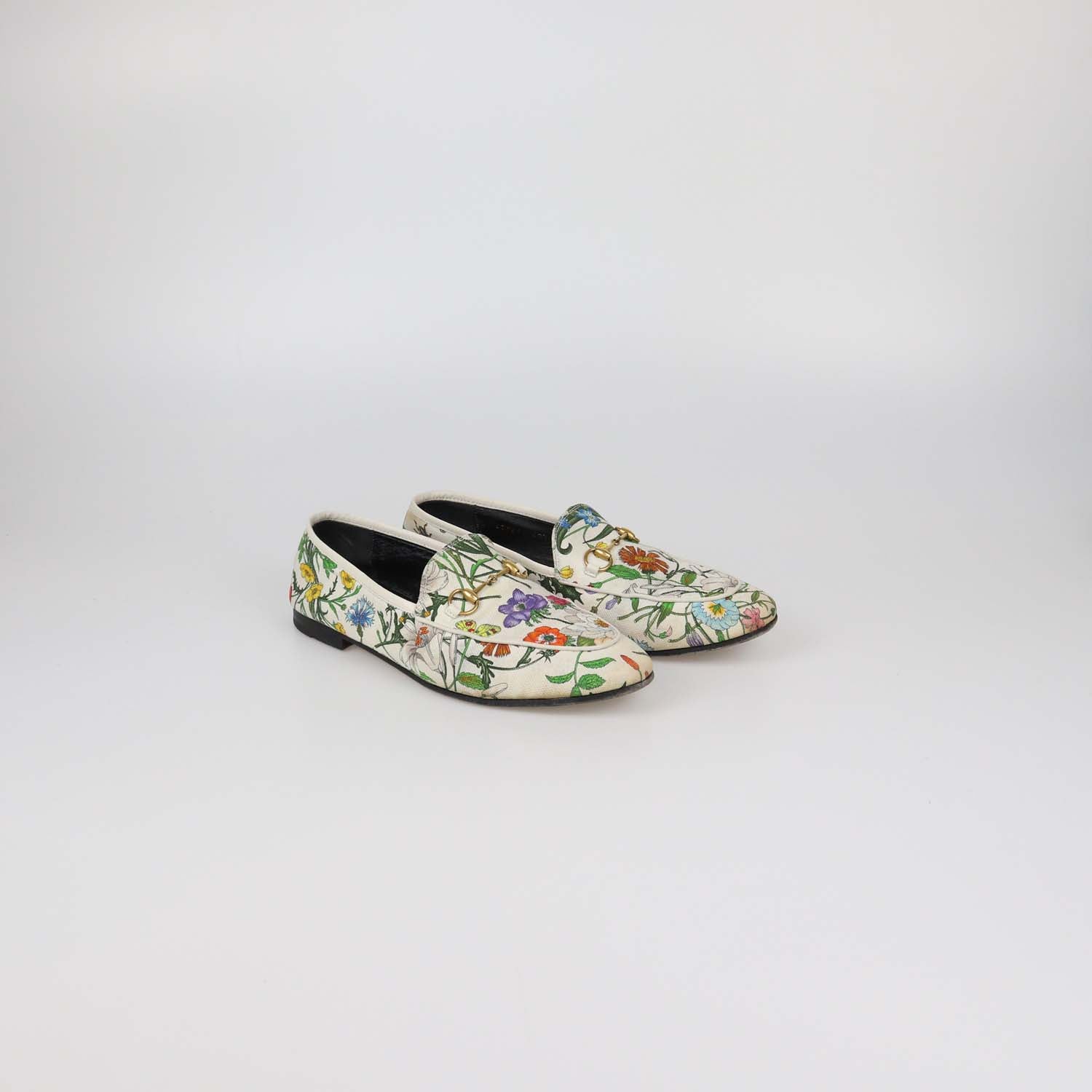 Gucci Multicolor Floral Canvas Jordaan Horsebit Loafers