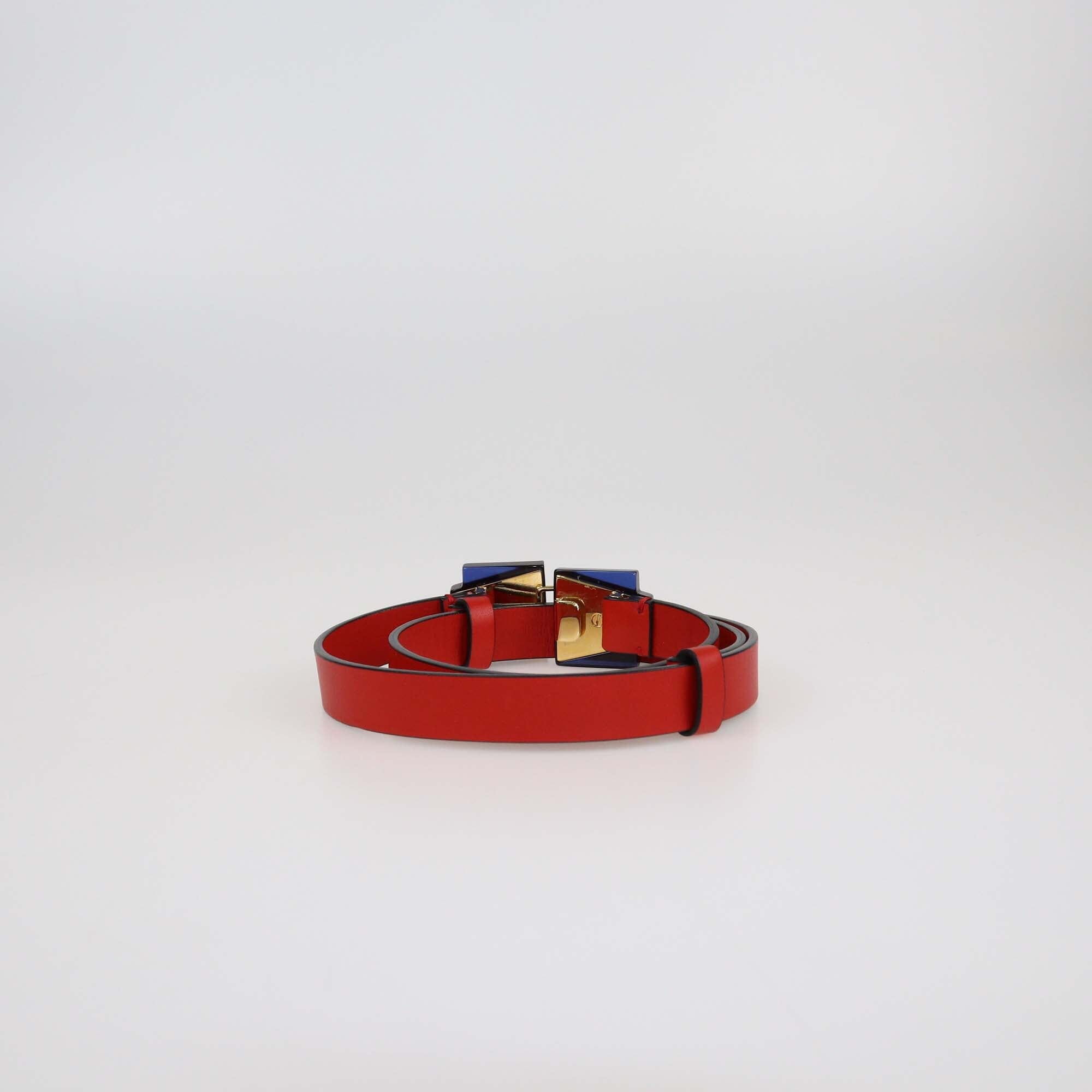 Marni Red Leather Adjustable Plexiglass Buckle Belt Womens Marni 