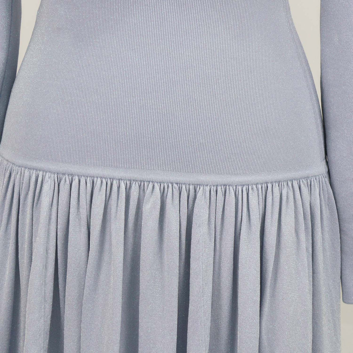 Zimmermann Light Blue Blend Viscose Acacia Ribbed Knit Crop Top & High Waisted Skirt Set