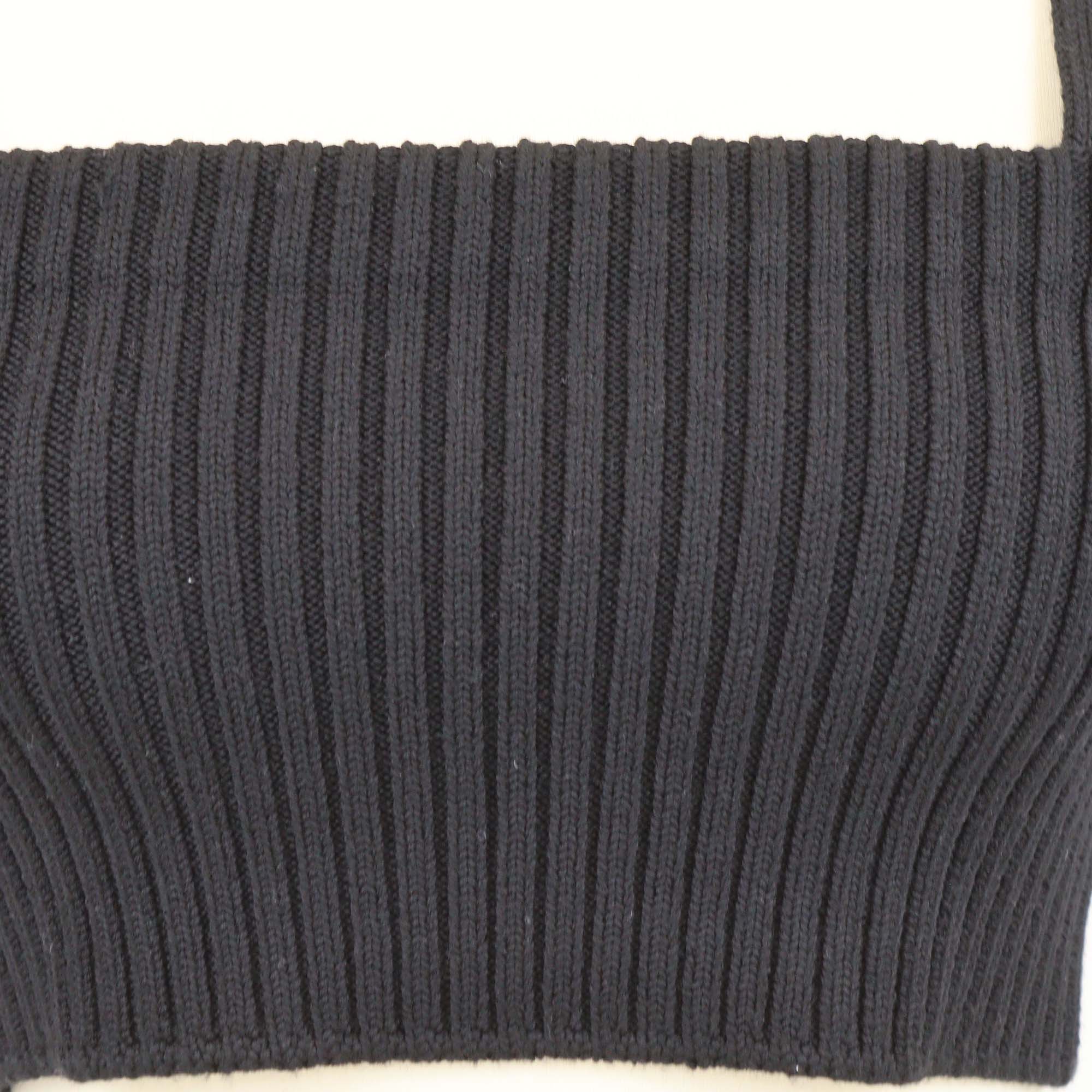 Prada Black Wool Blended Knit Spaghetti Strap Crop Top